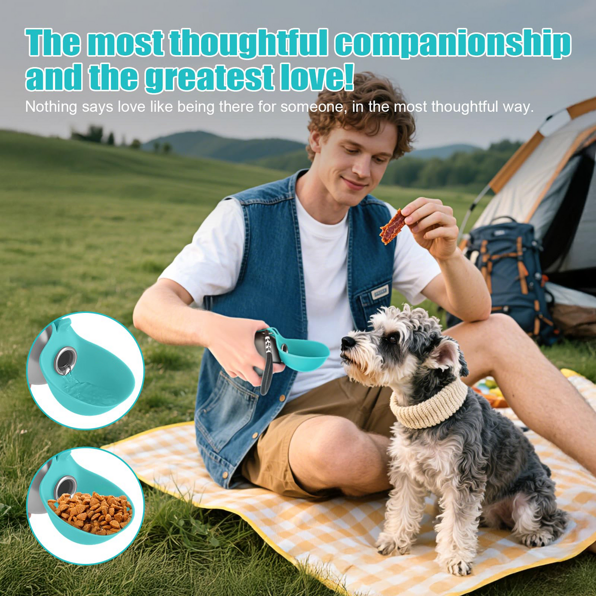 Dog water bottle in use