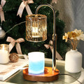 Cozy Ember candle warmer lamp with walnut base and glass shade
