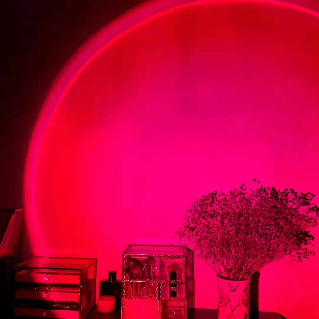 Cozy Ember sunset projection lamp, red glow